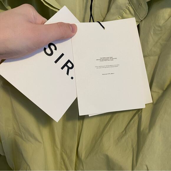 SIR. The Label Green Khaki Cotton Button Front Long Sleeve Maxi Dress Large NWT - Picture 14 of 15